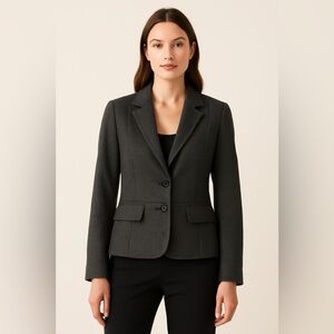 NEXT Black Textured Blazer Size 10 Structured Career Jacket Double Button